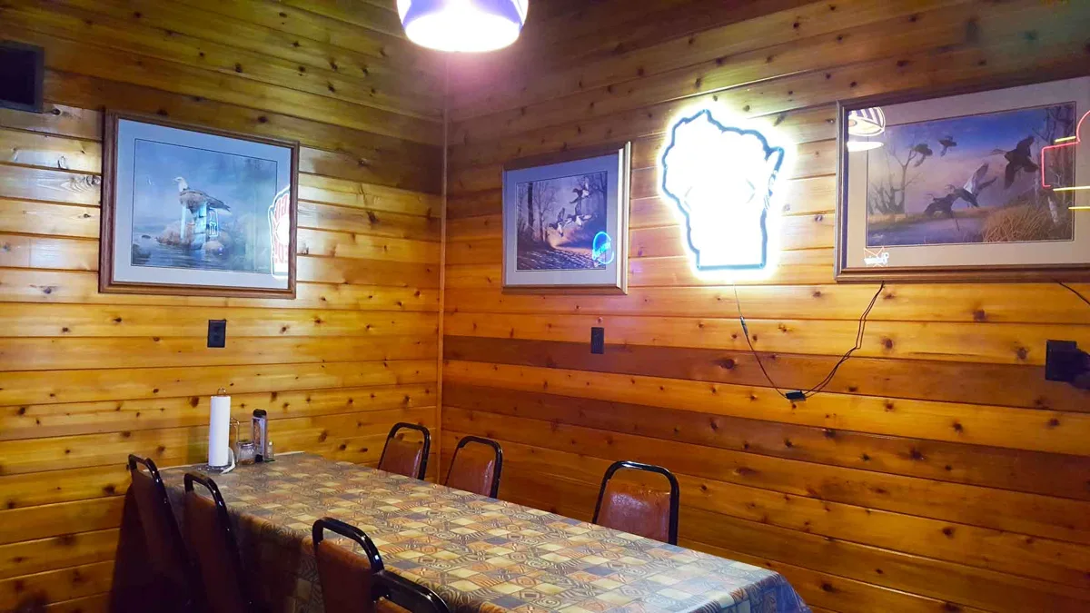 Seating near the back of the Shamrock bar